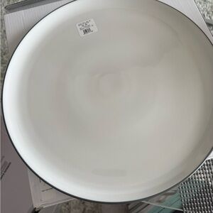 Classic White Ceramic serving Platter with Subtle Gray Rim
